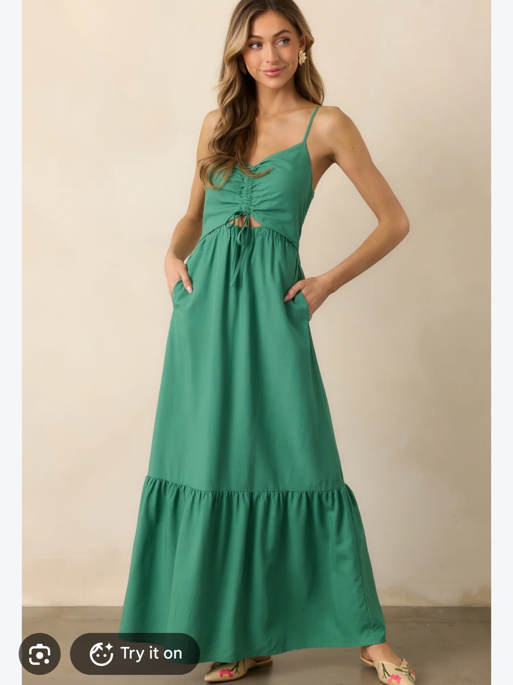 Z SUPPLY WINSLET BOTANICAL GREEN MAXI DRESS